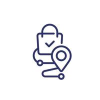 grocery delivery, shopping line icon with a bag vector