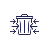 Reduce waste, garbage icon, line vector