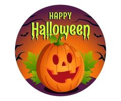 happy halloween with pumpkin in dark night vector