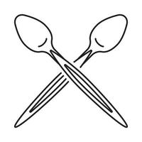 Crossed spoons line art vector icon for apps and websites