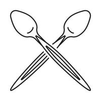 Crossed spoons line art vector icon for apps and websites