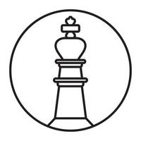 Rounded a king chess piece line art icon for apps or websites vector