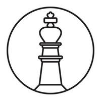 Rounded a king chess piece line art icon for apps or websites vector