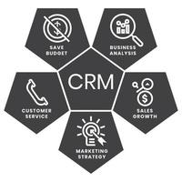 Customer Relationship Management or CRM flat vector icon for apps or websites