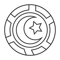 Symbol of Islam a crescent moon and star line art for apps and websites vector