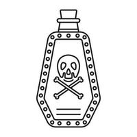 Poison bottle or poisonous chemicals with crossbones line art icon for apps or websites vector