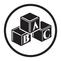 icono plano de bloque de alfabeto abc en círculo para aplicaciones y sitios web vector