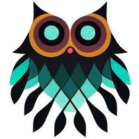 ilustración gráfica vectorial de un lindo búho en estilo tribal dibujado a mano aislado en blanco perfecto para camisetas, afiches o editar y personalizar su diseño, tarjeta vector