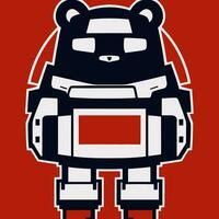 illustration vector of robotic bear wearing space suit with red blue and white color isolated good for e-sport logo, mascot, icon