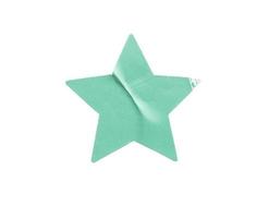 Blue star shape paper sticker label isolated on white background photo