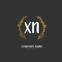 xn escritura a mano inicial y diseño de logotipo de firma con círculo. hermoso diseño de logotipo escrito a mano para moda, equipo, boda, logotipo de lujo. vector