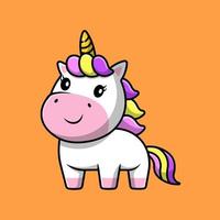 Ilustración de iconos vectoriales de dibujos animados de pie de unicornio lindo. concepto de caricatura plana. adecuado para cualquier proyecto creativo. vector