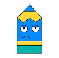 Sad melancholy pencil emoticon vector