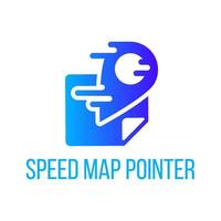 Speed map pointer lettering vector icon design