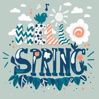 Hello spring lettering vector