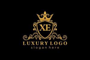 Initial XE Letter Royal Luxury Logo template in vector art for Restaurant, Royalty, Boutique, Cafe, Hotel, Heraldic, Jewelry, Fashion and other vector illustration.