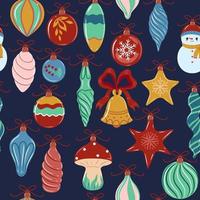 Seamless pattern with Christmas toys. Vector graphics.