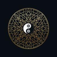 Meditation Template with Yin Yang Sign In Mandala vector