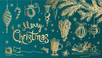 Christmas pattern in sketch style. Hand drawn. vector