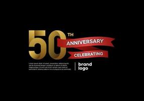 50 year anniversary logo in gold and red on black background vector