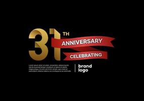 31 year anniversary logo in gold and red on black background vector