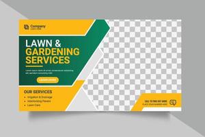 Agricultural and farming services web banner or social media post lawn gardening template design vector