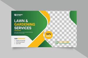 Agricultural and farming services web banner or social media post lawn gardening template design vector