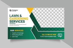 Agricultural and farming services web banner or social media post lawn gardening template design vector