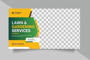 Agricultural and farming services web banner or social media post lawn gardening template design vector
