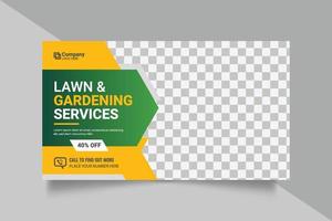 banner web de servicios agrícolas y ganaderos o diseño de plantilla de jardinería de poste de redes sociales vector