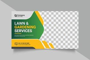 banner web de servicios agrícolas y ganaderos o diseño de plantilla de jardinería de poste de redes sociales vector