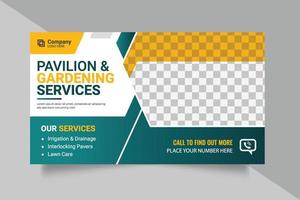 Agricultural and farming services web banner or social media post lawn gardening template design vector