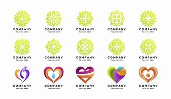 Abstract leaf and love logos mega collection vector