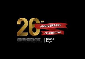 26 year anniversary logo in gold and red on black background vector