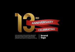 13 year anniversary logo in gold and red on black background vector