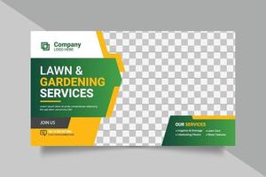 banner web de servicios agrícolas y ganaderos o diseño de plantilla de jardinería de poste de redes sociales vector