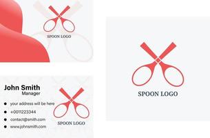 Modern spoon restaurant logo vector design and food location logo design and business card.