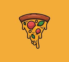 Slice of pizza melting vector icon illustration. Fast food design concept.