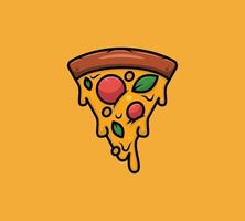 Slice of pizza melting vector icon illustration. Fast food design concept.