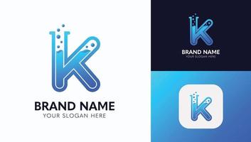 Chemistry lab letter K logo design template vector