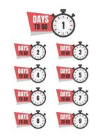 1,2,3,4,5,6,7,8,9,days to go, promotion icon, best deal symbol vector