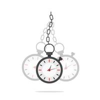 Hypnosis concept. Watch on a chain. Golden pocket watch. Pendulum swinging vector