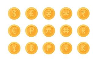 Set of icons coins on the  white background vector