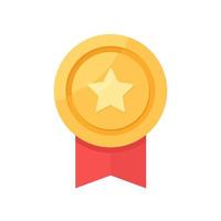 Gold medal icon. Shiny medal with star. Winner award icon. Best choice badge vector