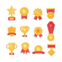 copas de oro para ganadores y otros trofeos deportivos vector