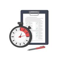 Fast service. Stopwatch with checklist and completed tasks vector