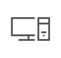 Monitor icon outline and linear vector. vector