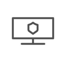 Monitor icon outline and linear vector. vector