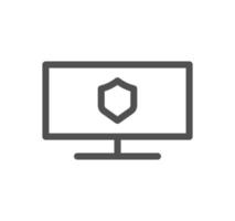 Monitor icon outline and linear vector. vector