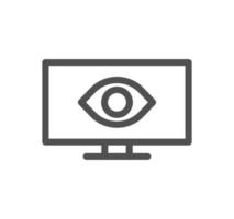 Monitor icon outline and linear vector. vector